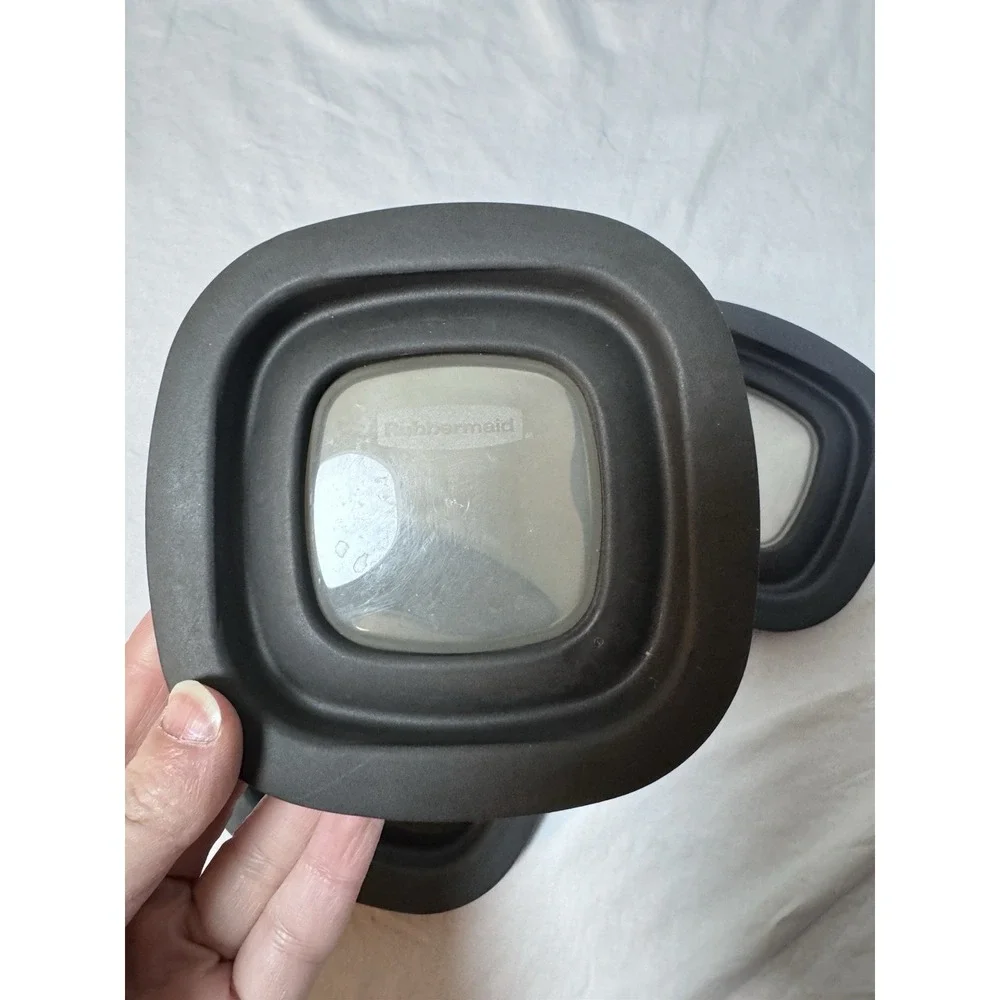 Set Of 3 - Rubbermaid Premier 10M1M2 Grey Square Replacement Lids Clear Window